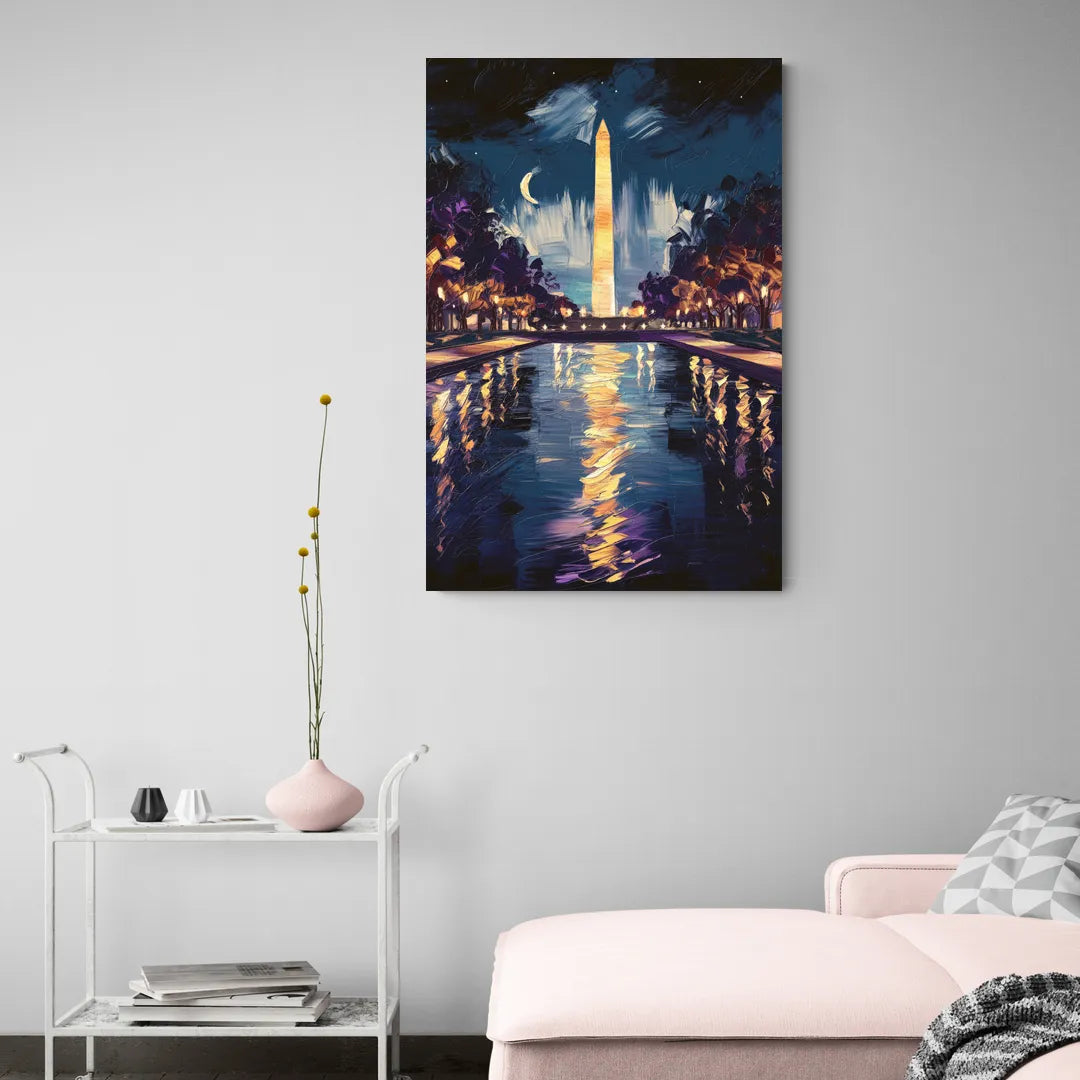 Washington DC Night Lights - Canvas Wall Art Living Room