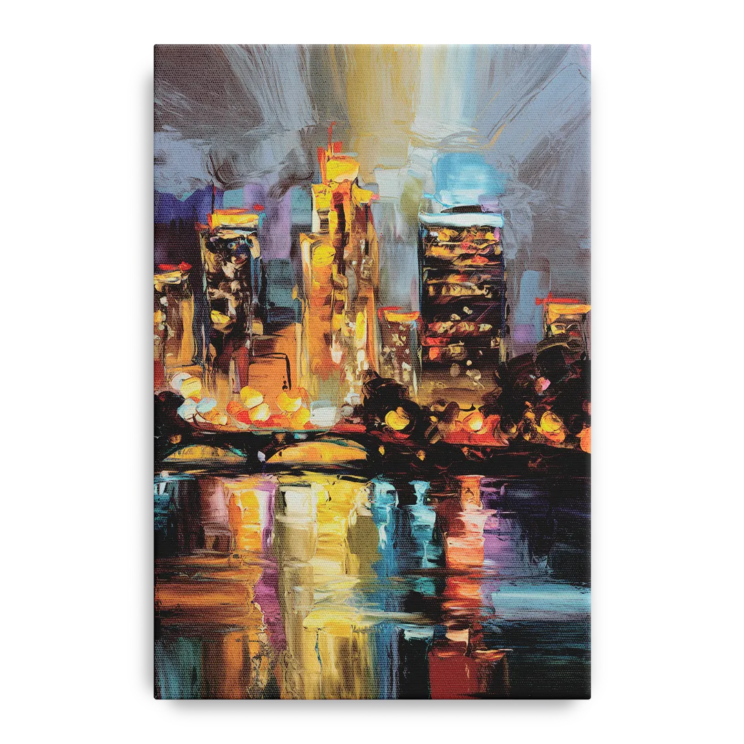 Wichita Cityscape Glow - Canvas Wall Art