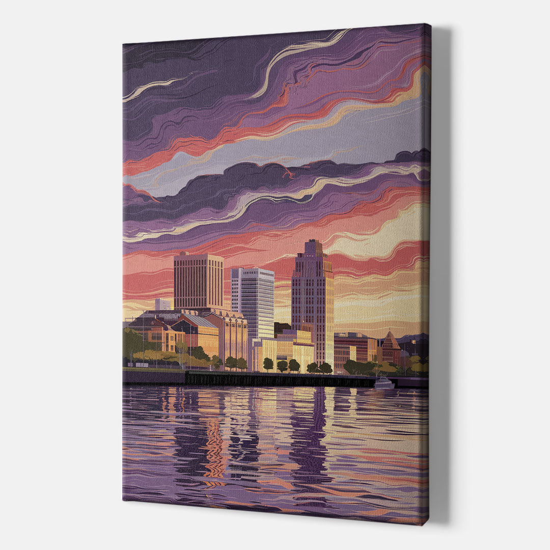 Norfolk Skyline at Sunset - Canvas Wall Art Indoor