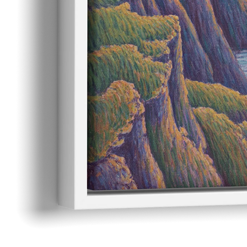 Coastal Cliffs of Newfoundland - Close-Up White Frame Canvas