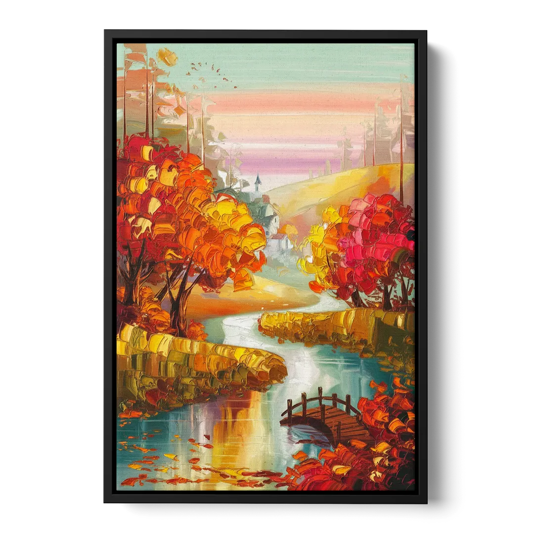 New Hope Autumn Landscape - Black Frame Canvas