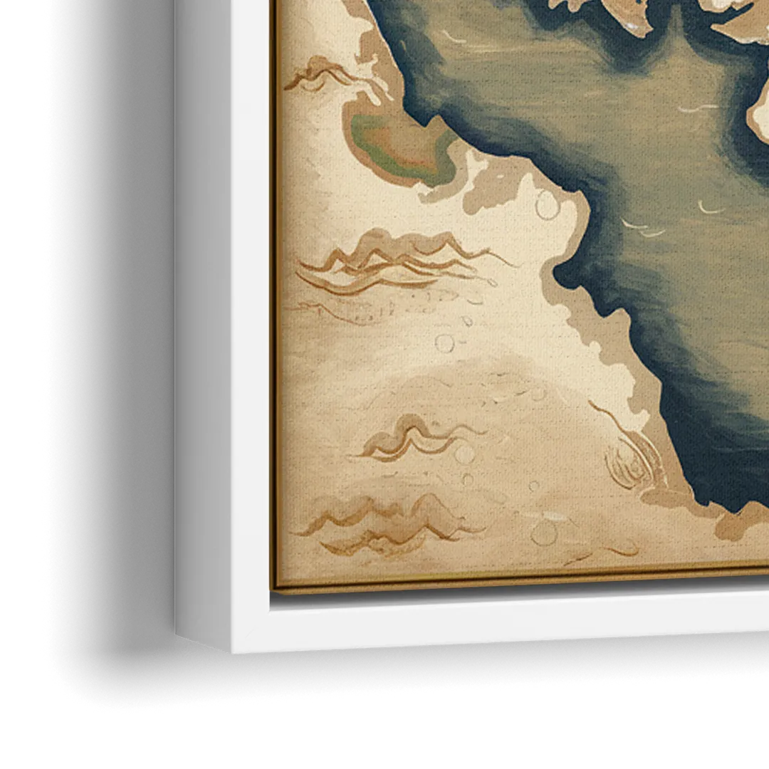 Charleston Map Design - Close-Up White Frame Canvas