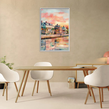Charleston Battery District - Living Room White Frame Canvas
