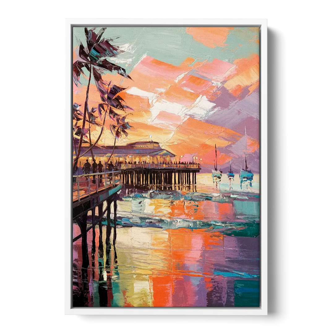 St. Petersburg Pier Vibes - White Frame Canvas