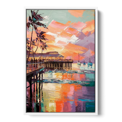 St. Petersburg Pier Vibes - White Frame Canvas