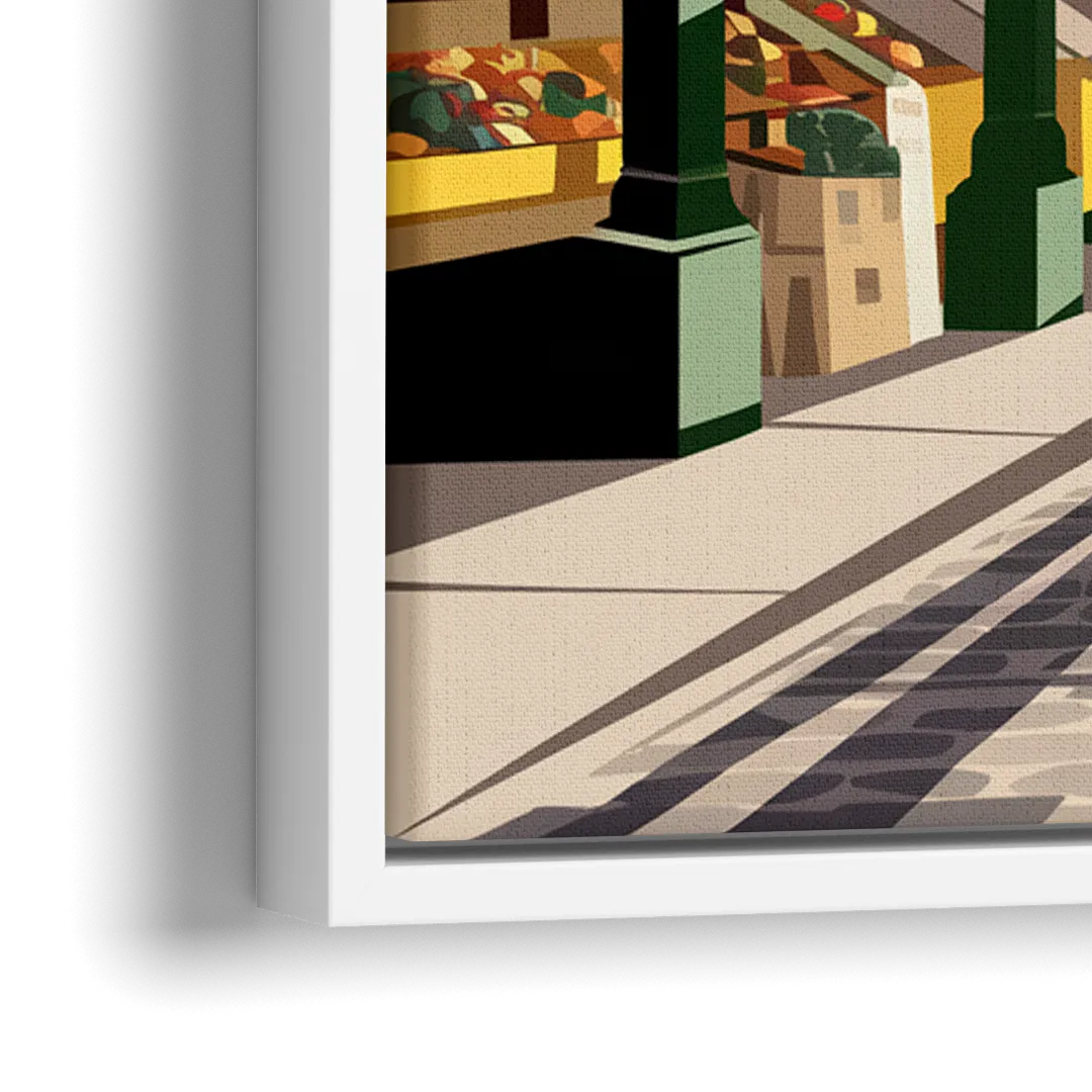 Omaha Old Market Charm - Close-Up White Frame Canvas