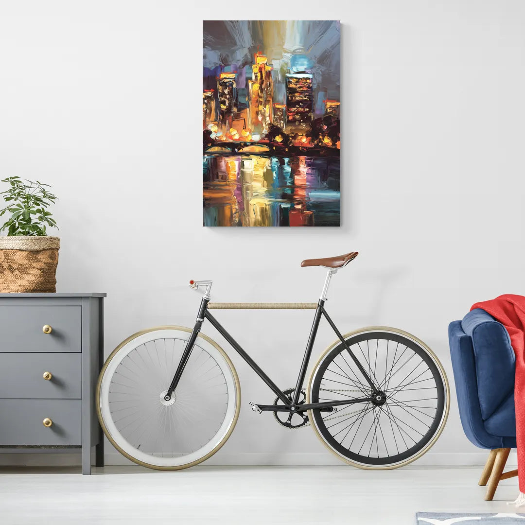 Wichita Cityscape Glow - Canvas Wall Art Living Room