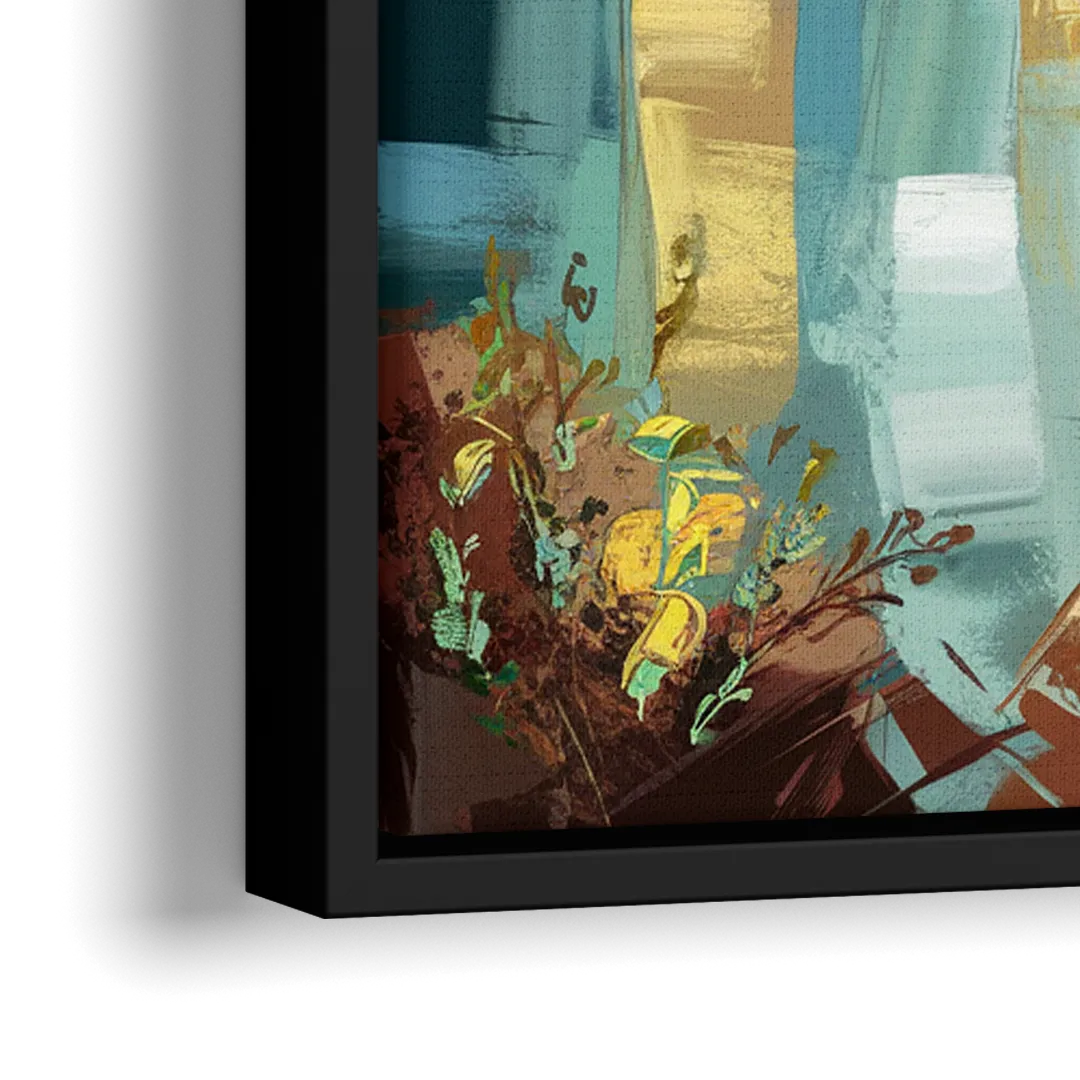 Bar Harbor Seaside Village - Close-Up Black Frame Canvas