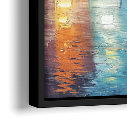 Houston Skyline Glow - Close-Up Black Frame Canvas