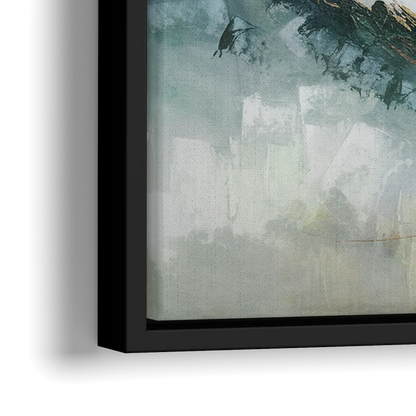 Gatlinburg Misty Mountain Gray Landscape - Close-Up Black Frame Canvas