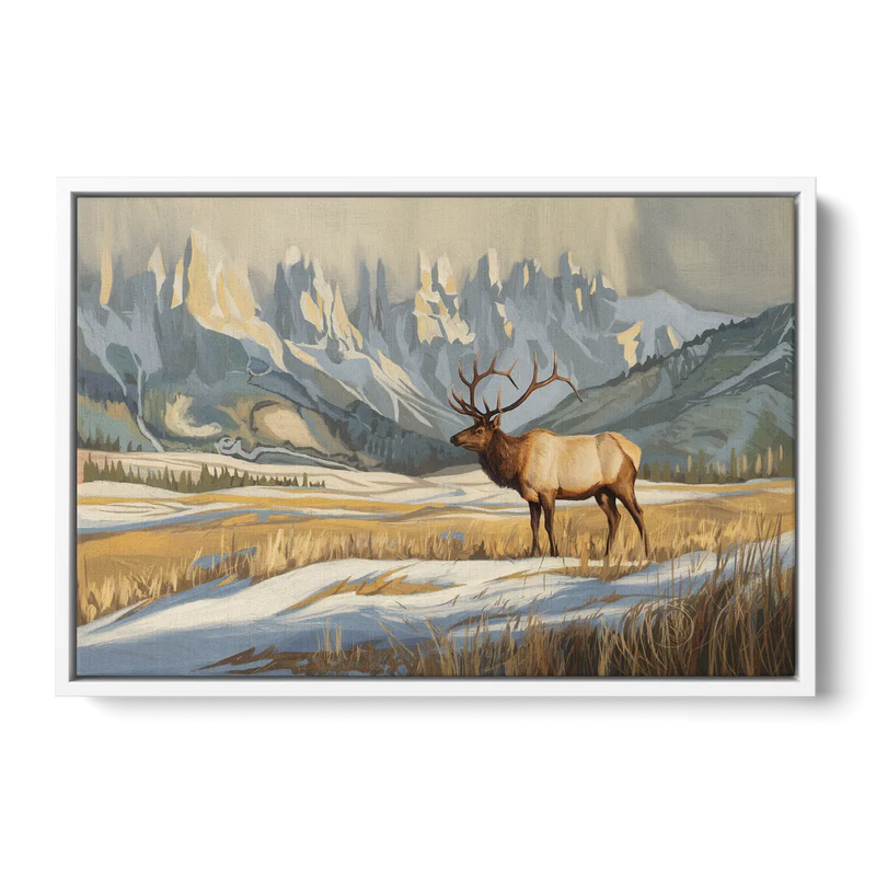 Jackson Hole Wildlife Serenade - White Frame Canvas