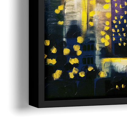 Seattle Space Needle Night Lights - Close-Up Black Frame Canvas