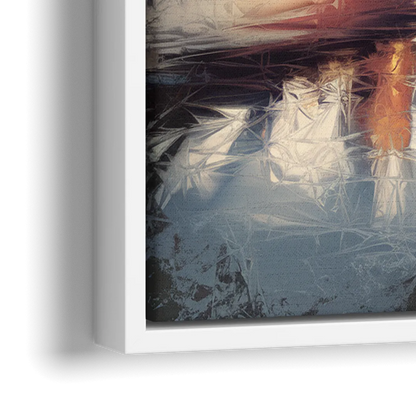 Cincinnati Skyline with River Reflection - Close-Up White Frame Canvas