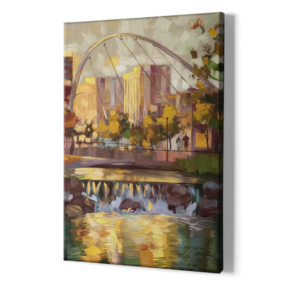 Greenville Downtown Streetscape - Canvas Print Art Sides