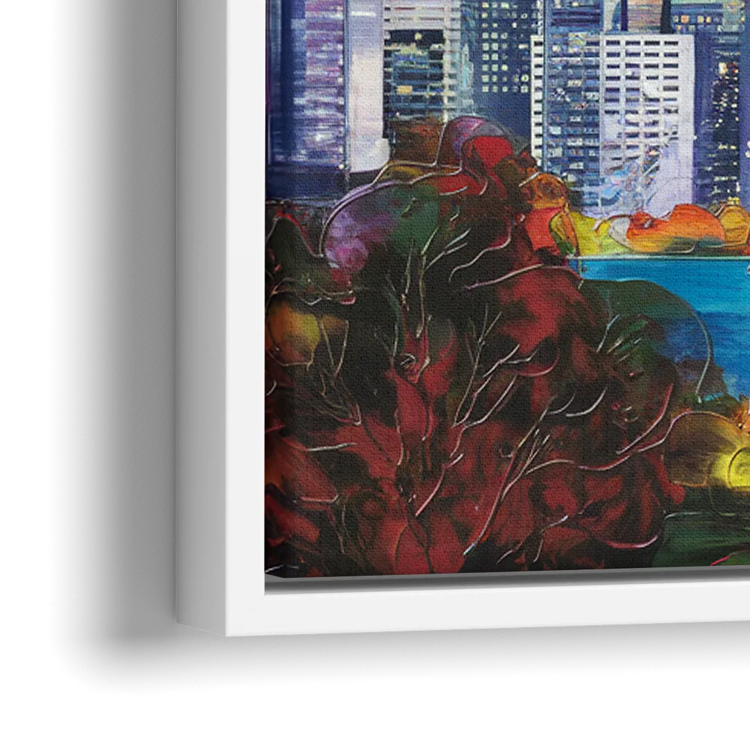 Seattle Space Needle View - Close-Up White Frame Canvas