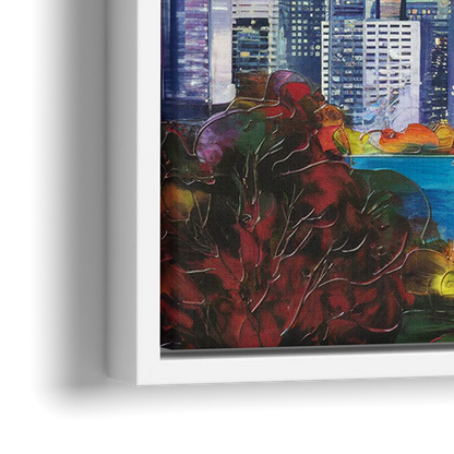 Seattle Space Needle View - Close-Up White Frame Canvas