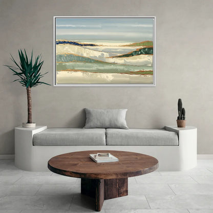 Eugene Abstract Landscape - Living Room White Frame Canvas