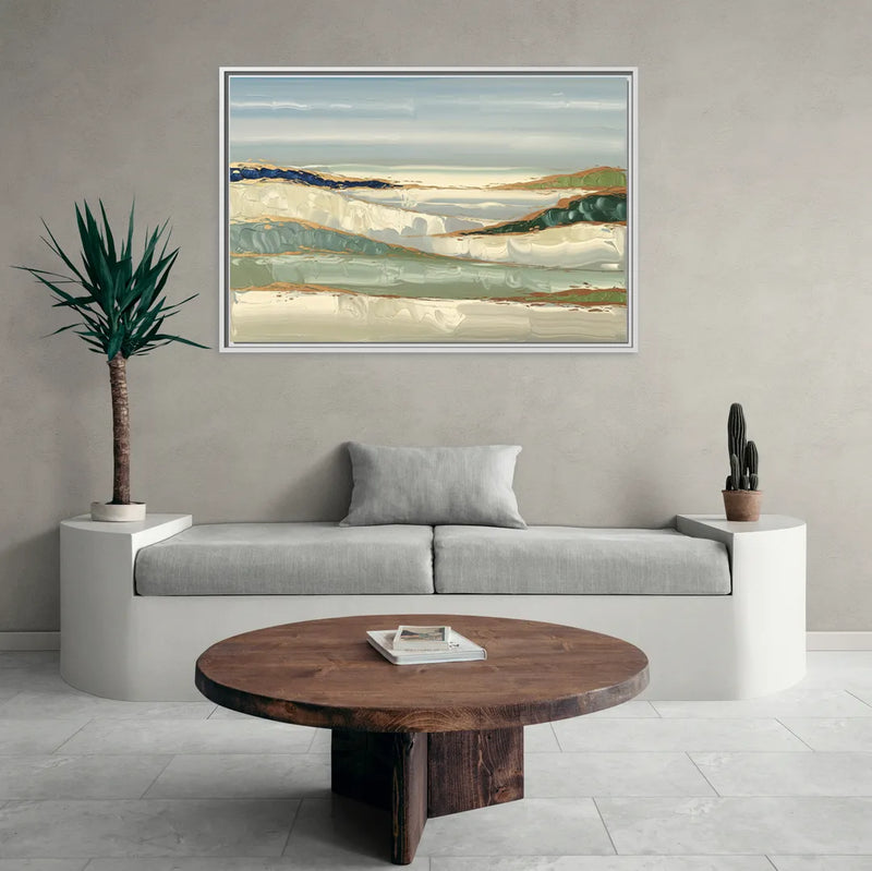 Eugene Abstract Landscape - Living Room White Frame Canvas
