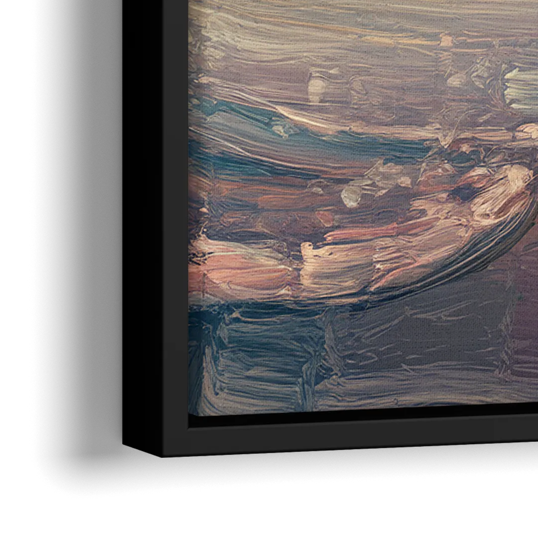 Seaside Coastal Sunrise - Close-Up Black Frame Canvas