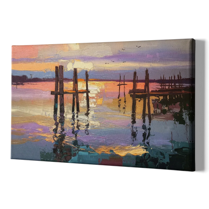 Tacoma Waterfront Sunset - Canvas Print Art Sides