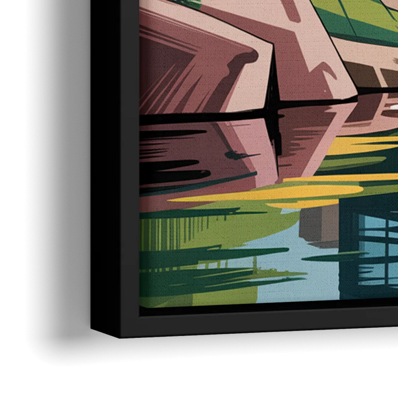 Habitat 67 Architecture - Close-Up Black Frame Canvas