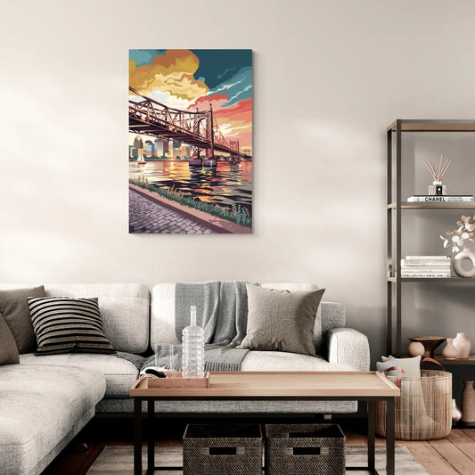 Philadelphia Waterfront - Canvas Wall Art Living Room