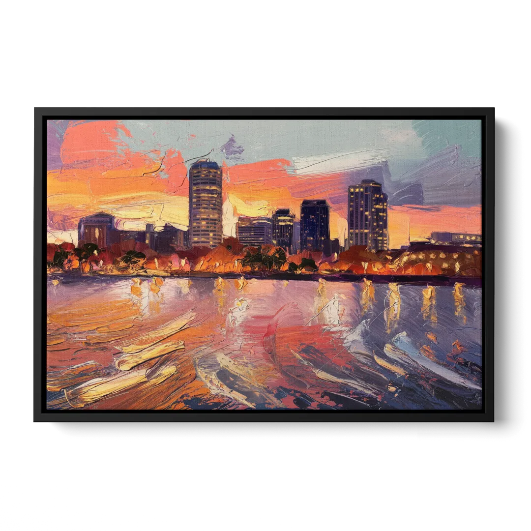 Baltimore Inner Harbor Sunset - Black Frame Canvas