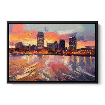 Baltimore Inner Harbor Sunset - Black Frame Canvas