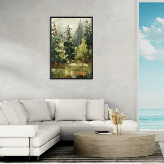 Spokane Evergreen Forests - Living Room Black Frame Canvas