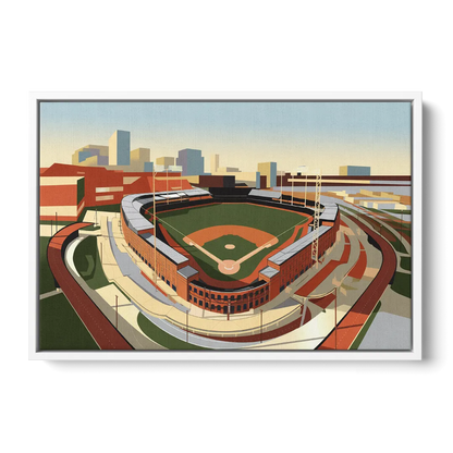 Camden Yards Baseball Stadium - White Frame Canvas