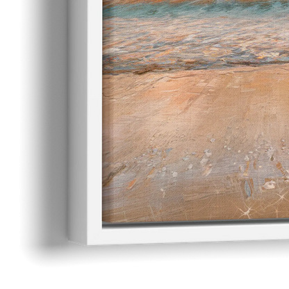 Seaside Waves And Sand - Close-Up White Frame Canvas