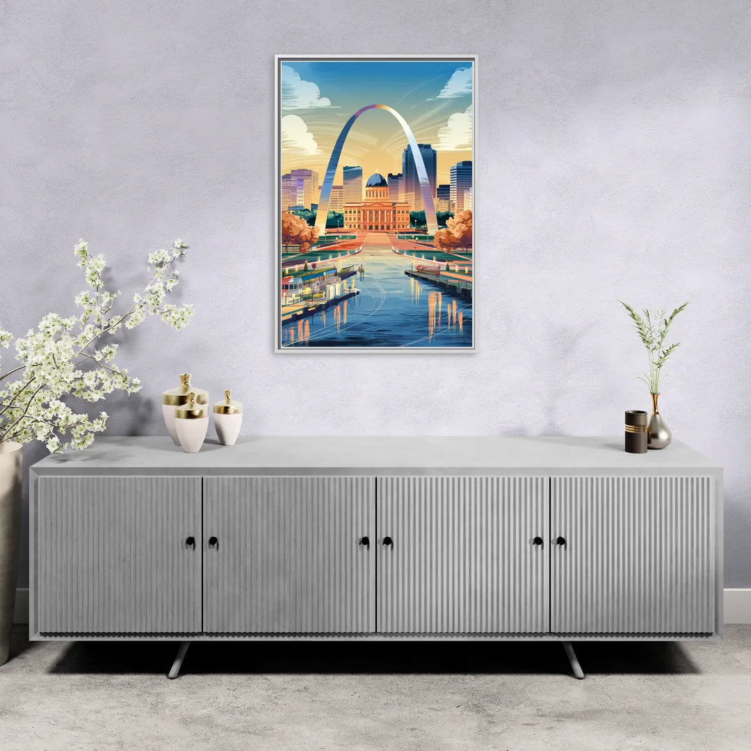 St. Louis Historic Landmarks - Living Room White Frame Canvas