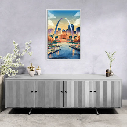 St. Louis Historic Landmarks - Living Room White Frame Canvas