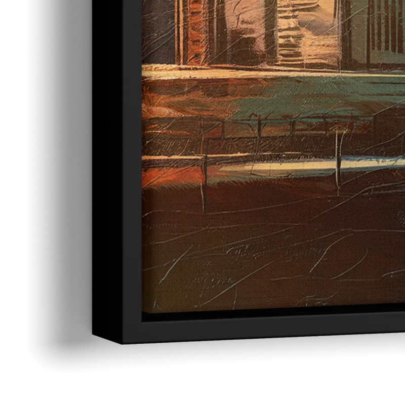 Detroit Urban Skyline - Close-Up Black Frame Canvas