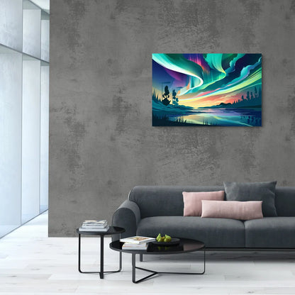 Aurora Borealis Sky - Canvas Wall Art Living Room
