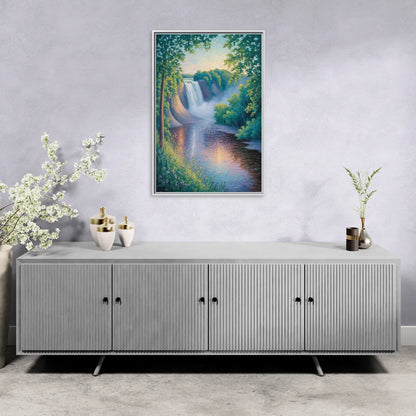 Montmorency Falls Panorama - Living Room White Frame Canvas