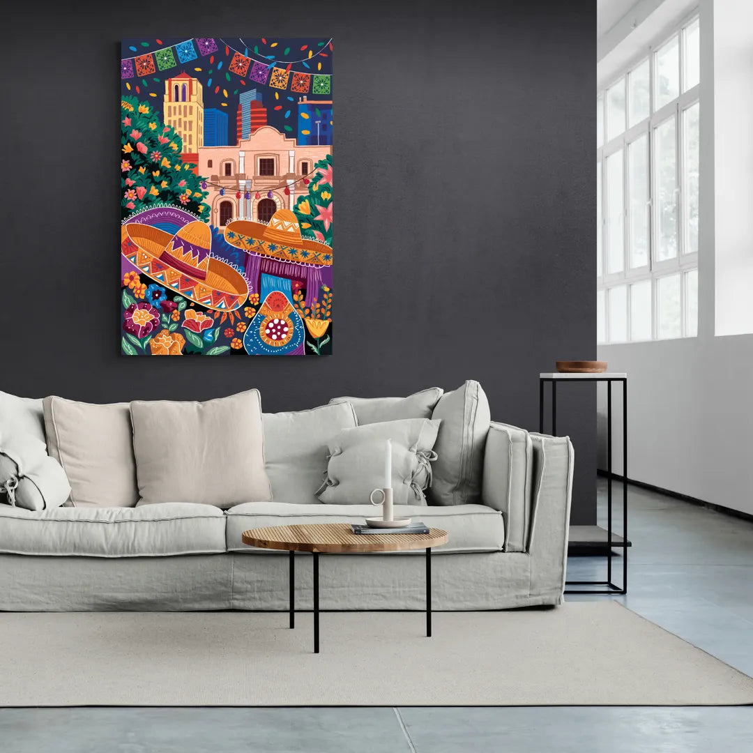 San Antonio Fiesta Colors - Canvas Wall Art Living Room