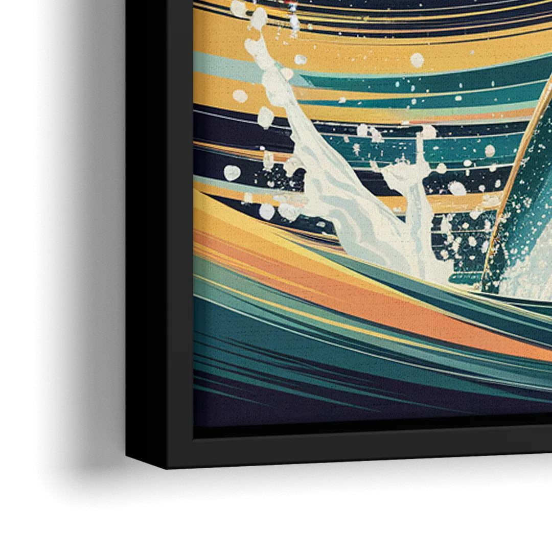 Virginia Beach Dolphins in Motion - Close-Up Black Frame Canvas