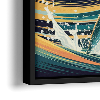 Virginia Beach Dolphins in Motion - Close-Up Black Frame Canvas