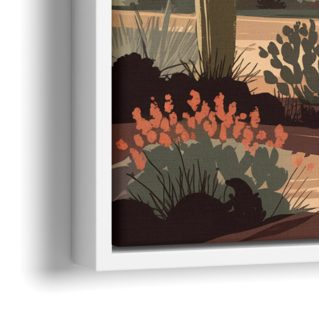 Chandler Arizona Cactus - Close-Up White Frame Canvas