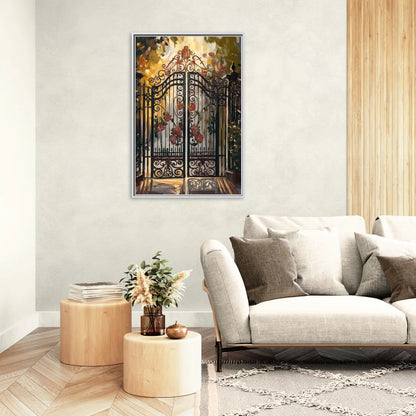 Charleston Iconic Gates - Living Room White Frame Canvas