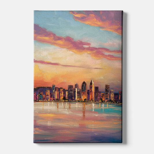 San Diego Skyline Sunset - Canvas Wall Art