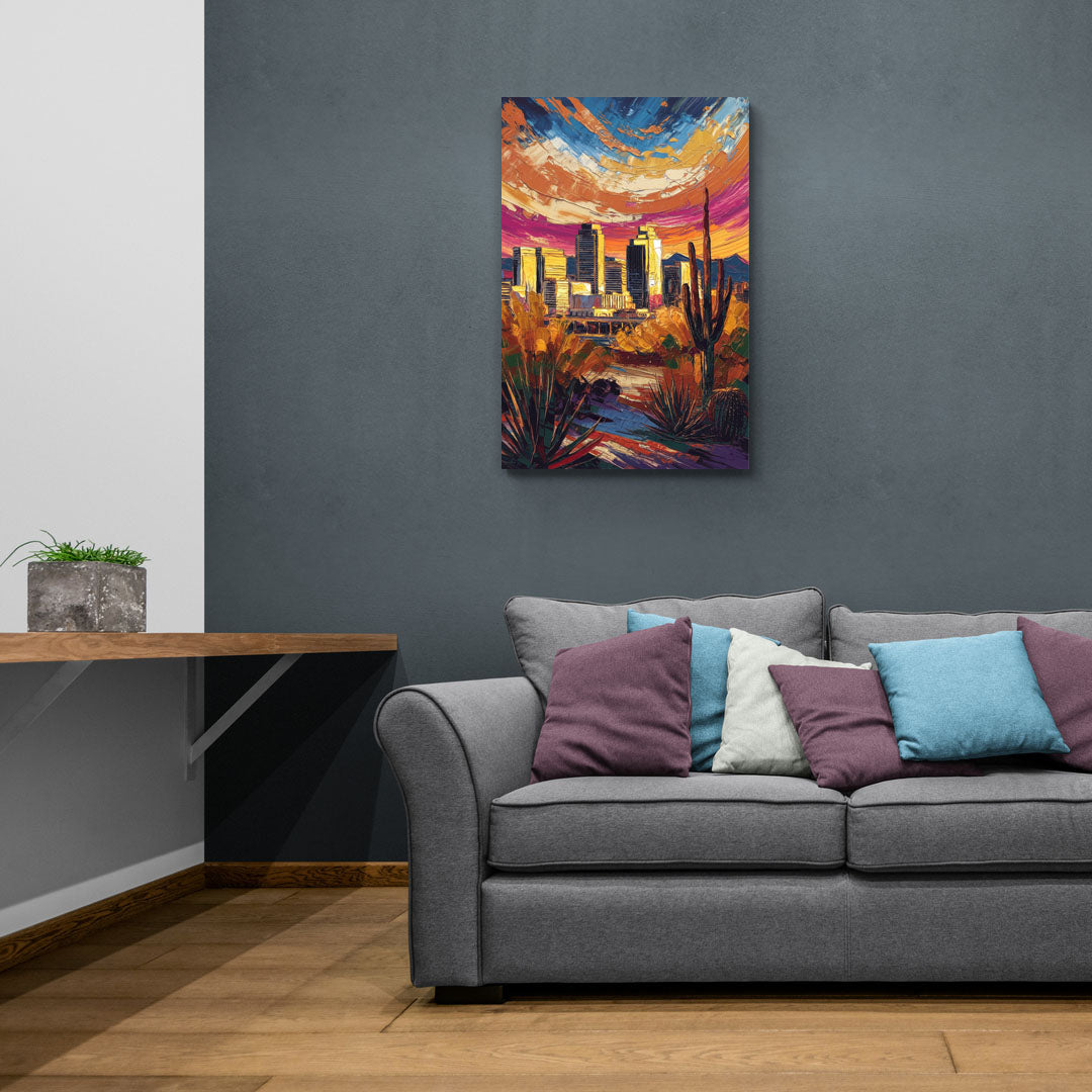 Phoenix Downtown Cityscape - Canvas Wall Art Living Room