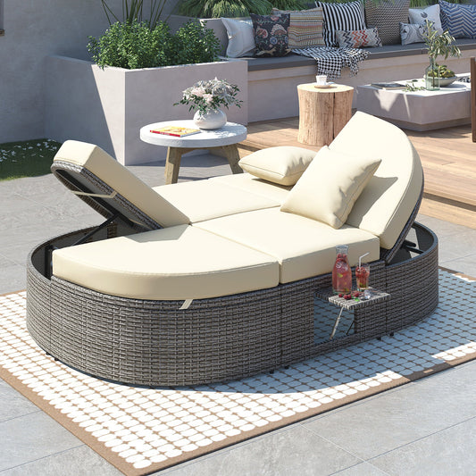 Luxurious 2-Person Wicker Daybed with Cushions – Perfect for Patio