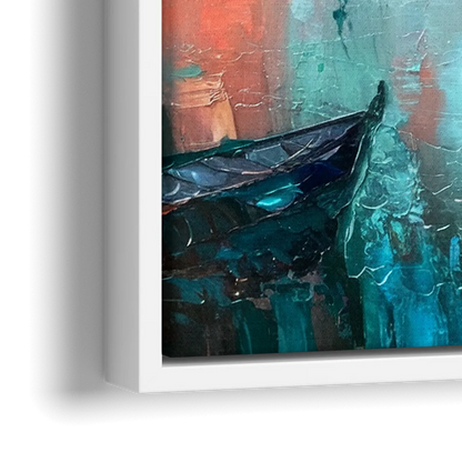 Norfolk Harbor Reflections - Close-Up White Frame Canvas