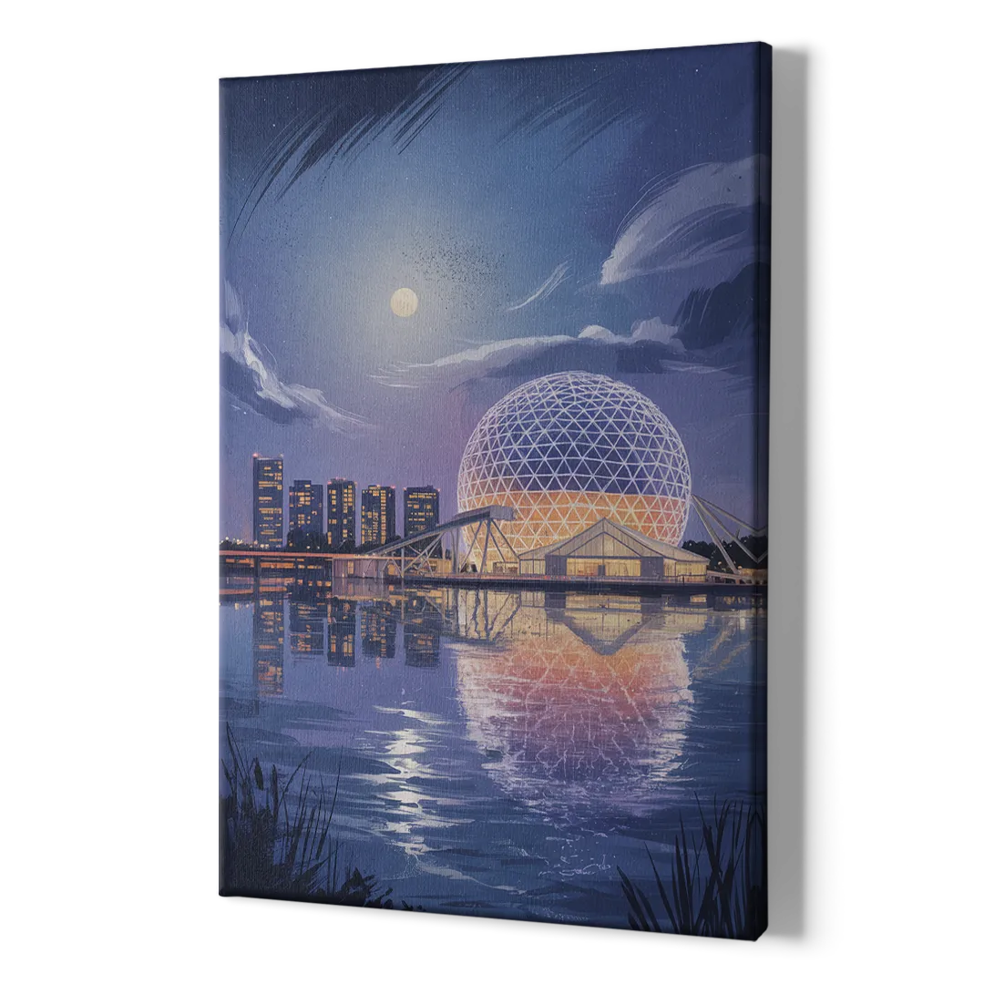 Science World at Night - Canvas Print Art Sides
