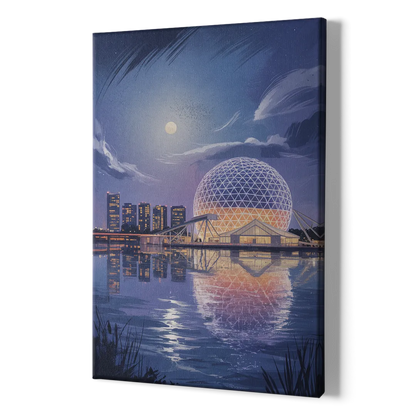 Science World at Night - Canvas Print Art Sides
