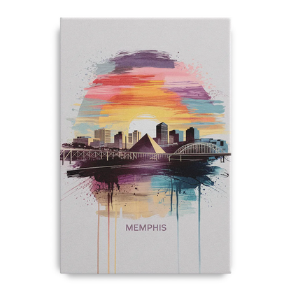 Memphis Skyline at Sunset - Canvas Wall Art