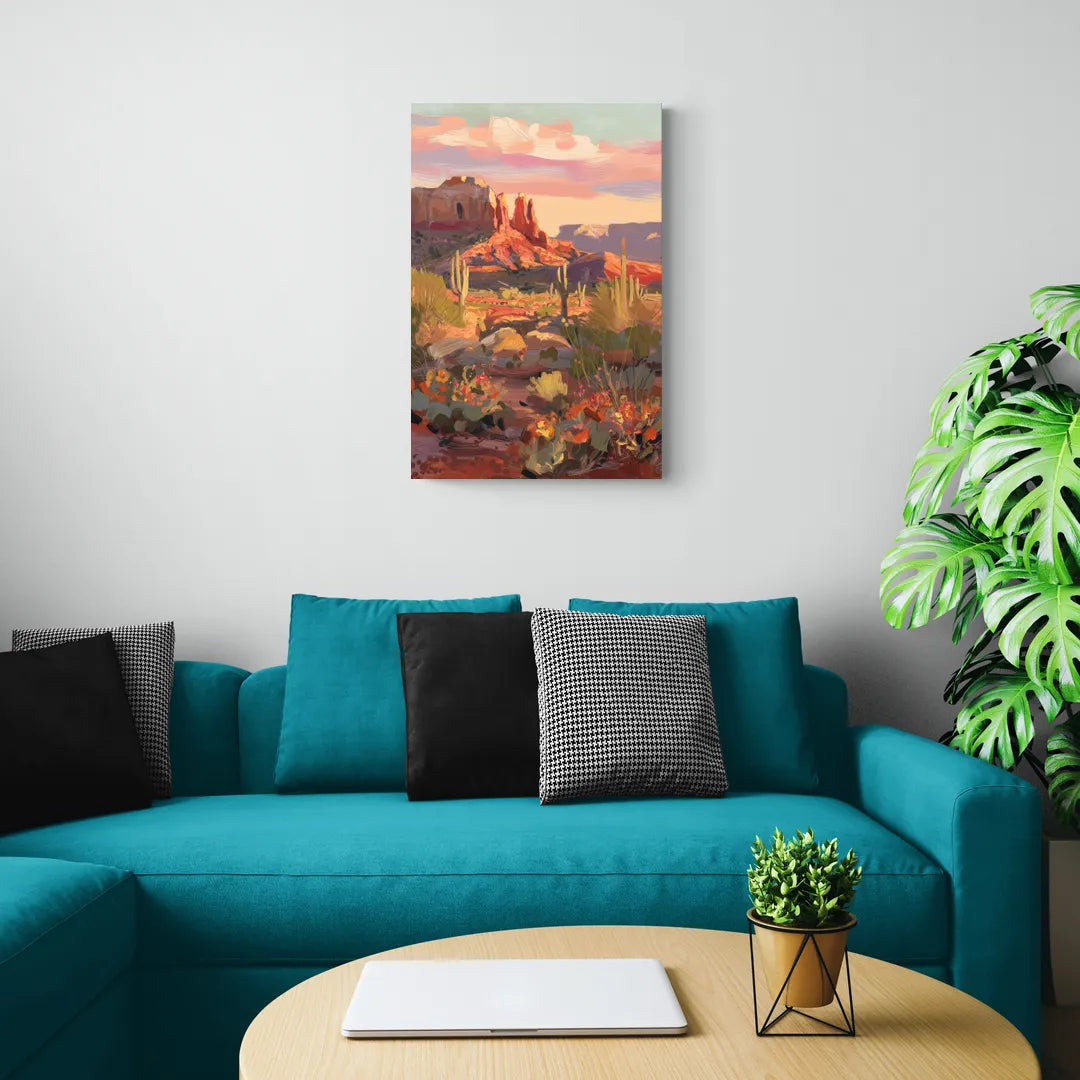 Sedona Desert Bloom Scenery - Canvas Wall Art Living Room