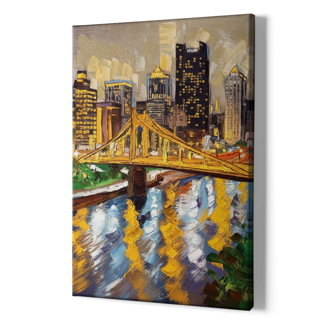 Pittsburgh Downtown Lights - Canvas Print Art Sides